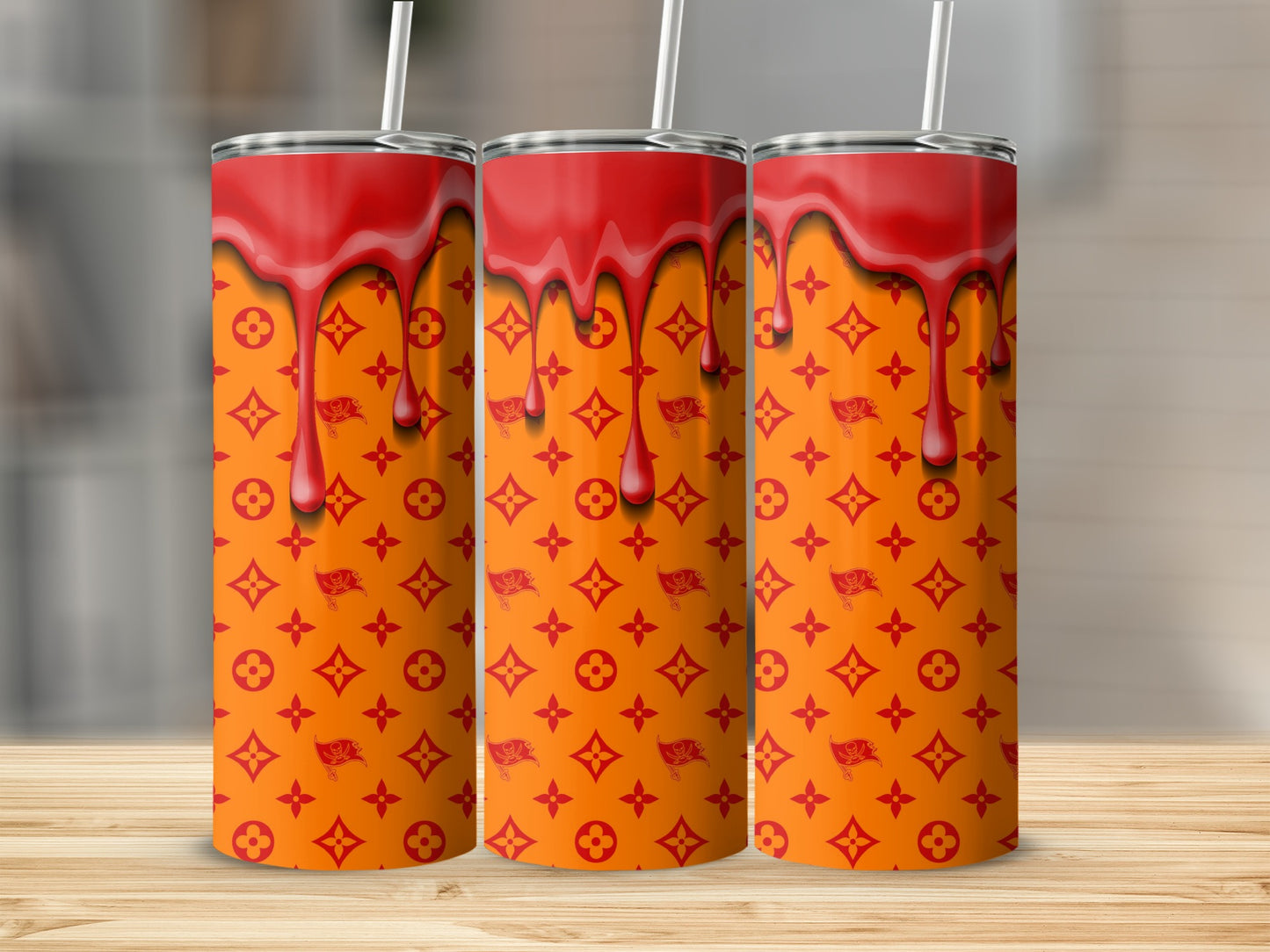Orange Design Red Drip Buccaneer Graphics Patterned Tumblers