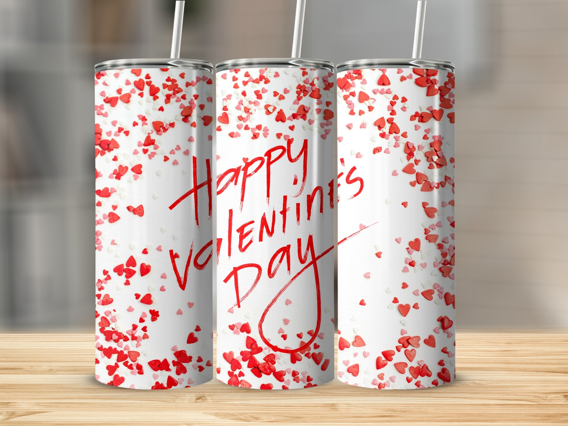 Happy Valentines Day Heart Confetti Tumbler Cup
