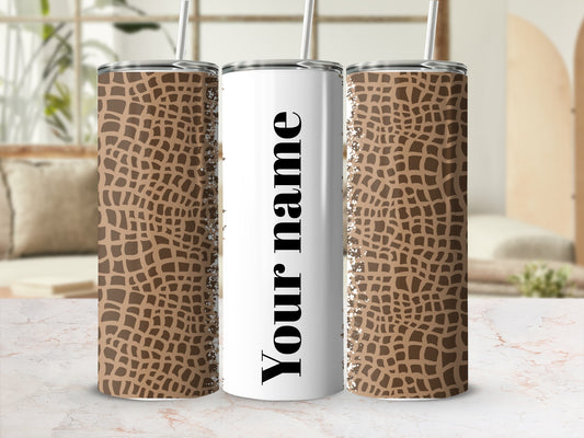 Personalized Name Brown Pattern Tumbler Cup