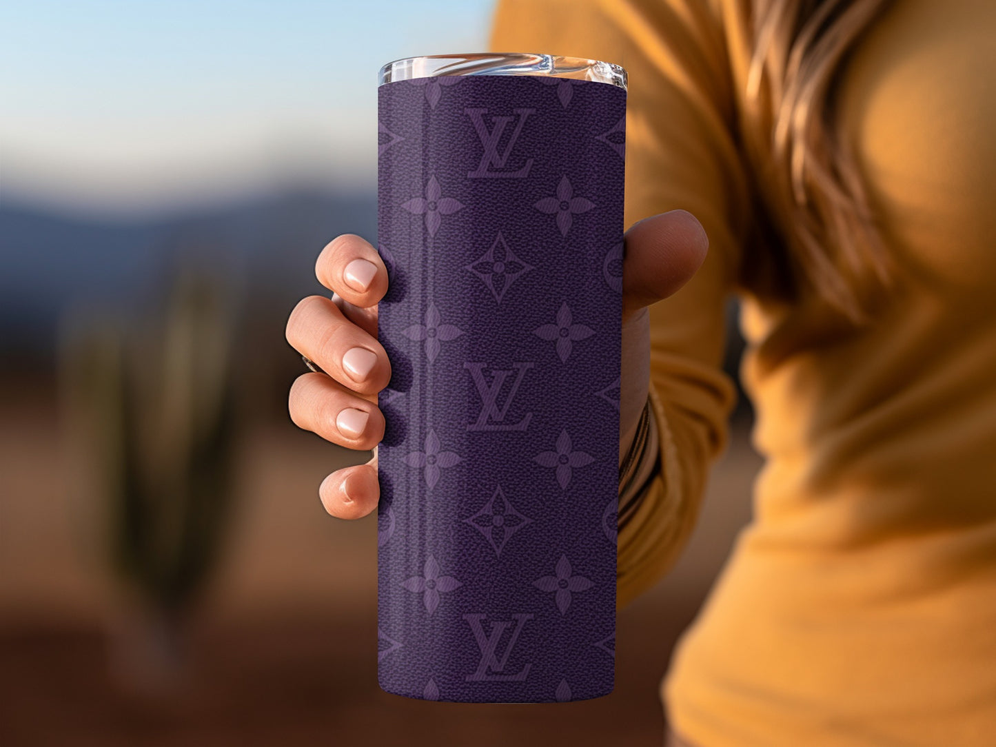 Purple Designer Patterned Insulated Travel Mug
