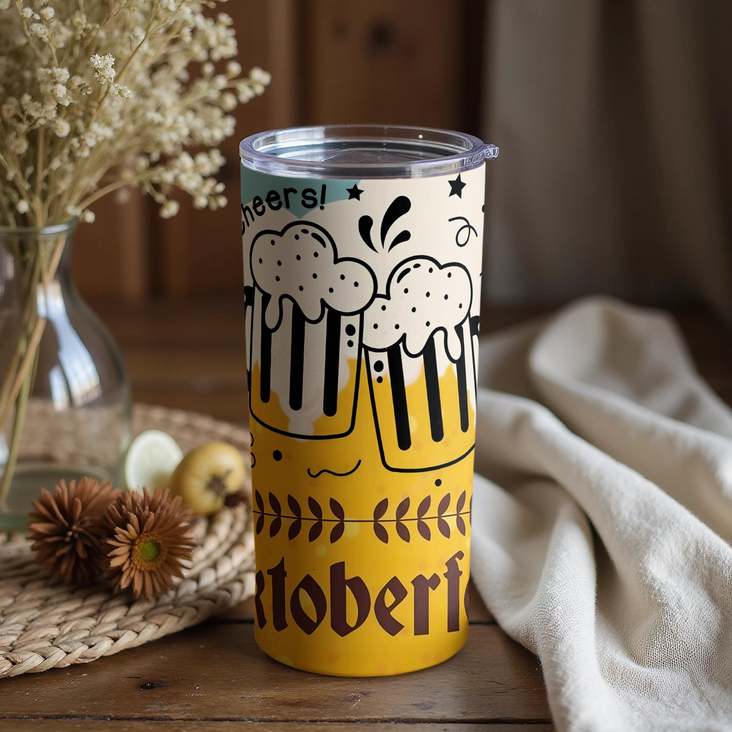 Oktoberfest Cheers Festive Beer Print Tumbler