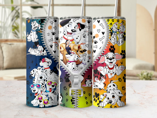 Colorful Dalmatian Cartoon Tumbler with Straw product