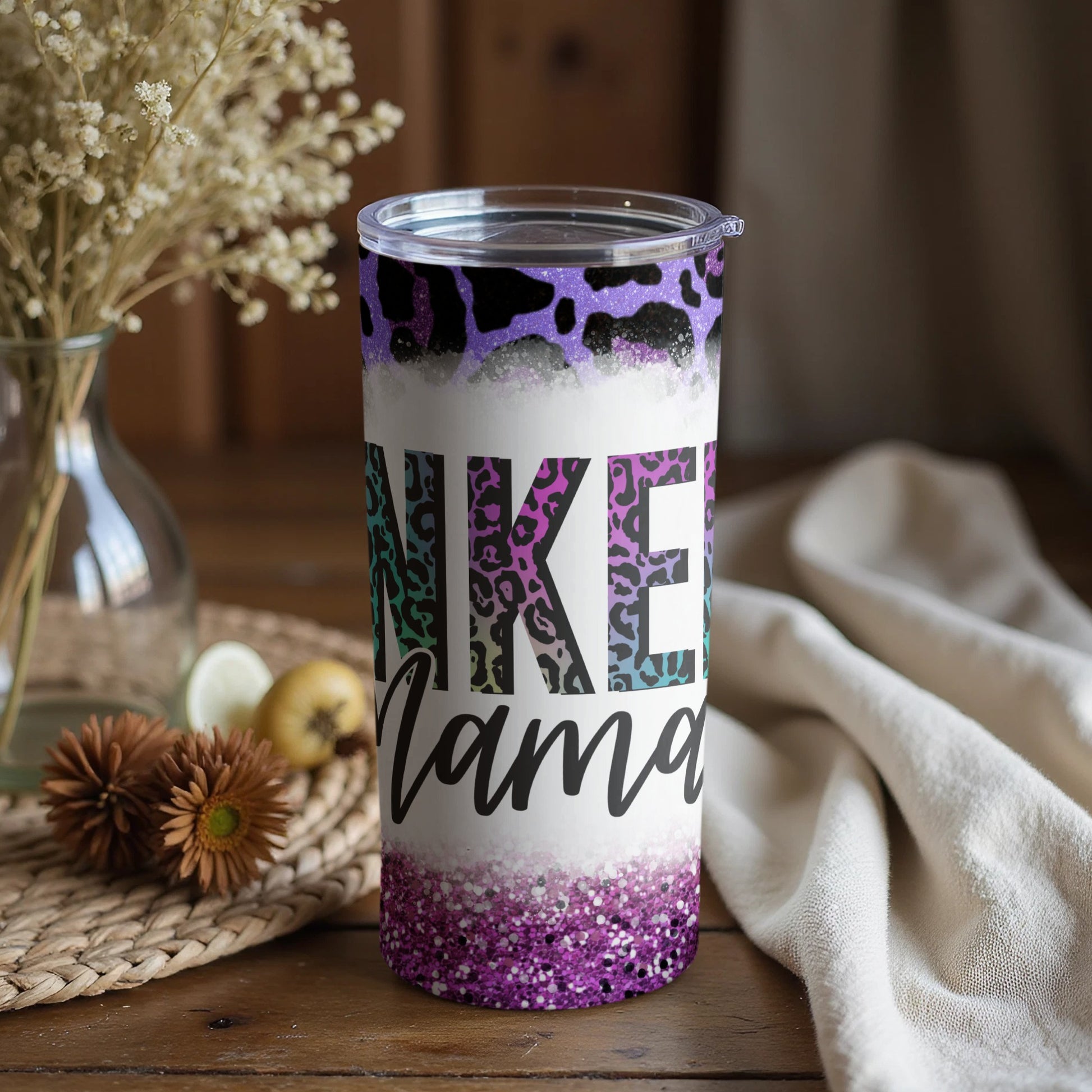 Colorful Leopard Print Inked Mama Tumbler Cup