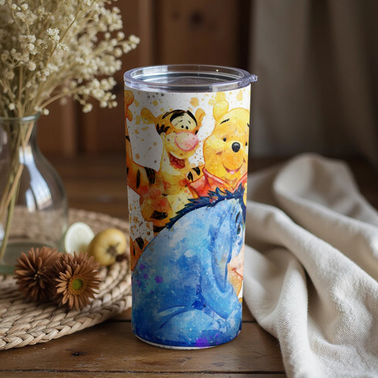 Colorful Winnie the Pooh Tumbler with Friends Design