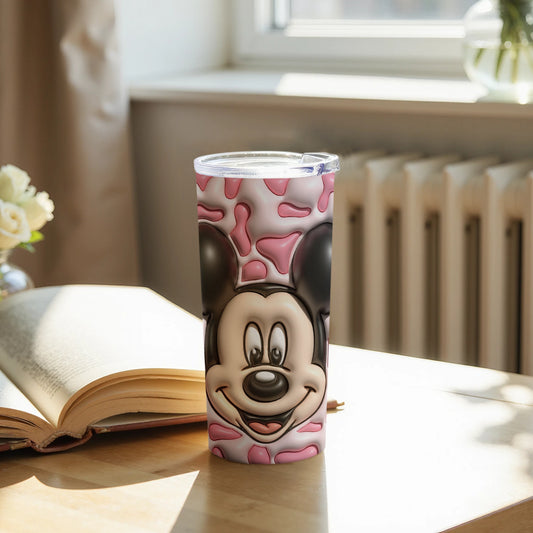 Pink Pattern Tumbler With Iconic Cartoon Design