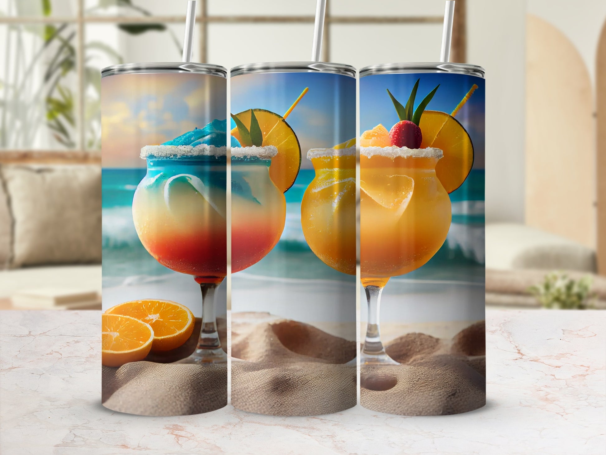 Tropical Beach Cocktail Design Tumblers