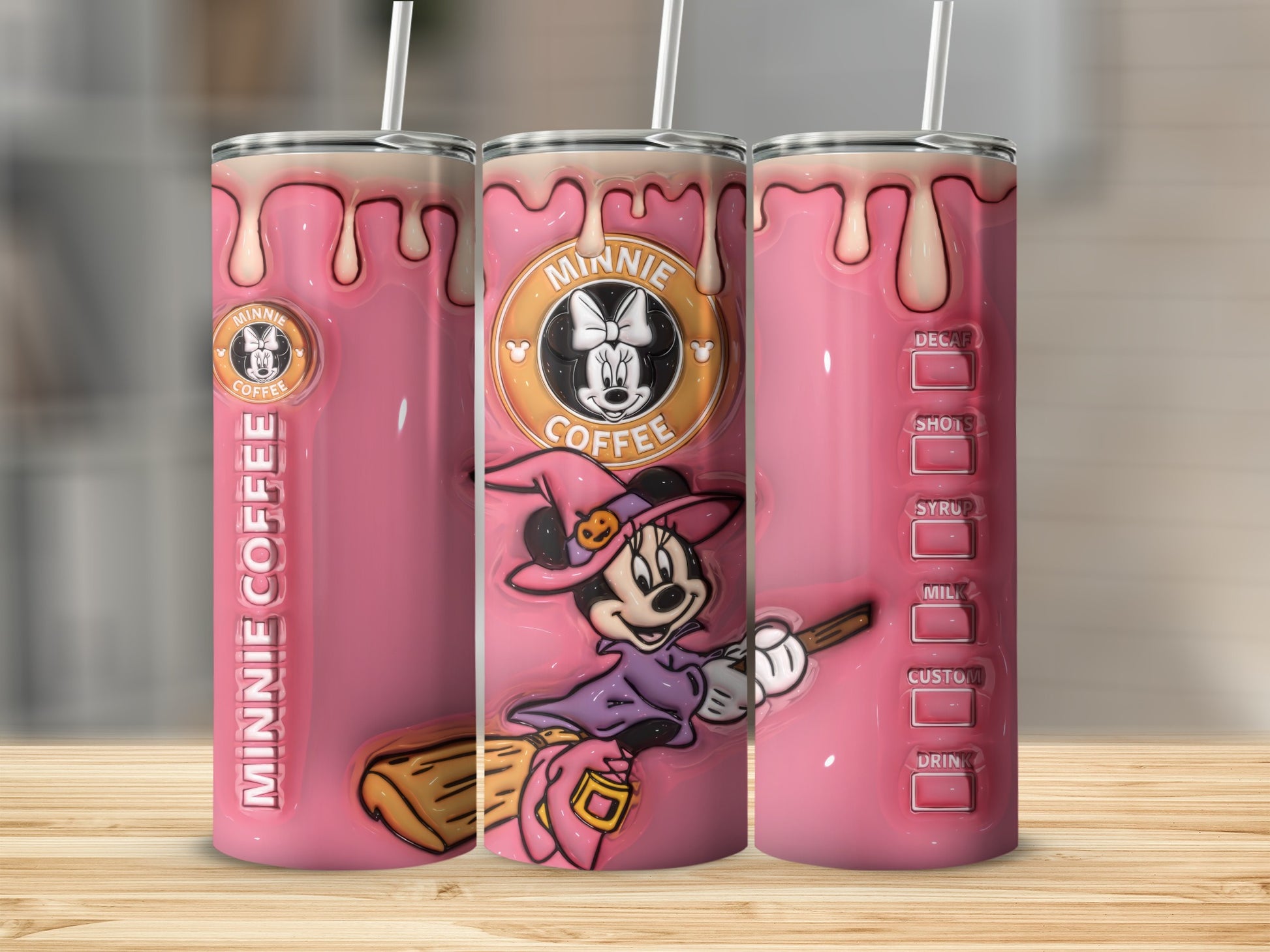 Cute Minnie Halloween Witch Coffee Tumbler Cup Gift