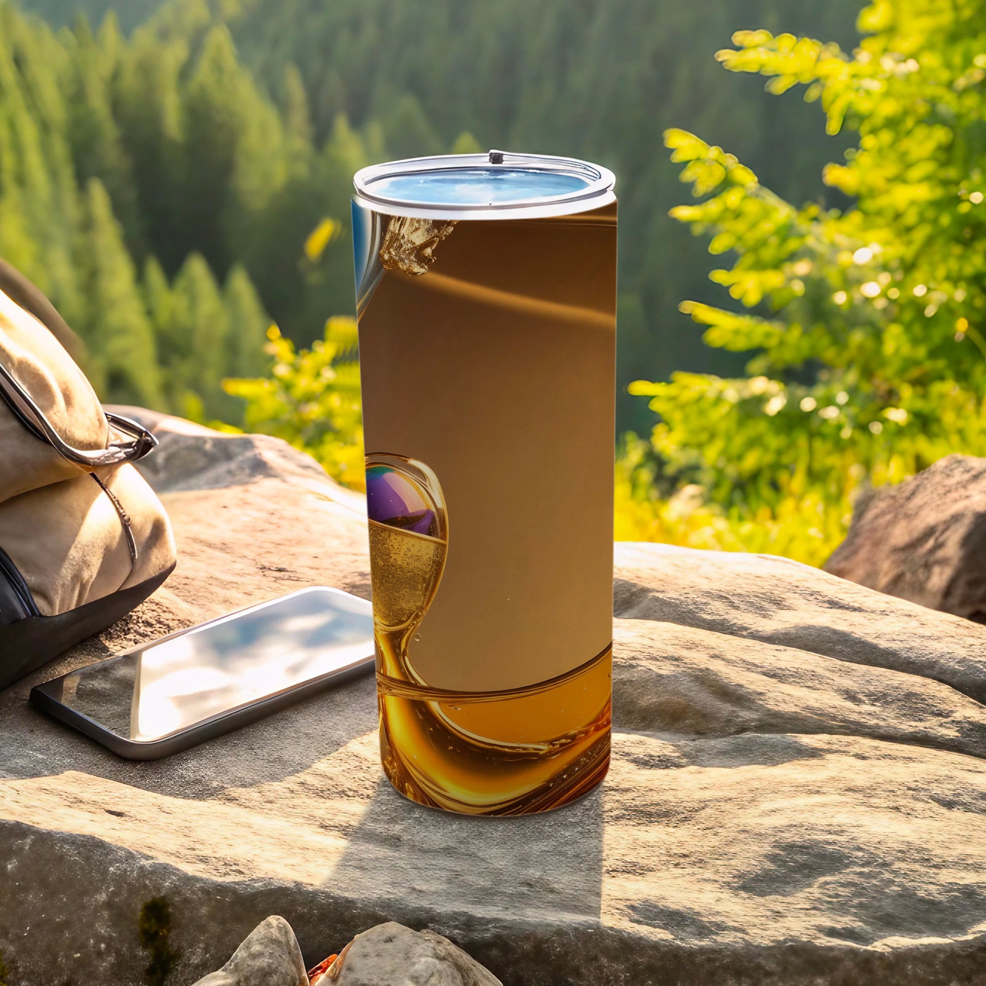 Golden liquid champagne glass design tumbler product type