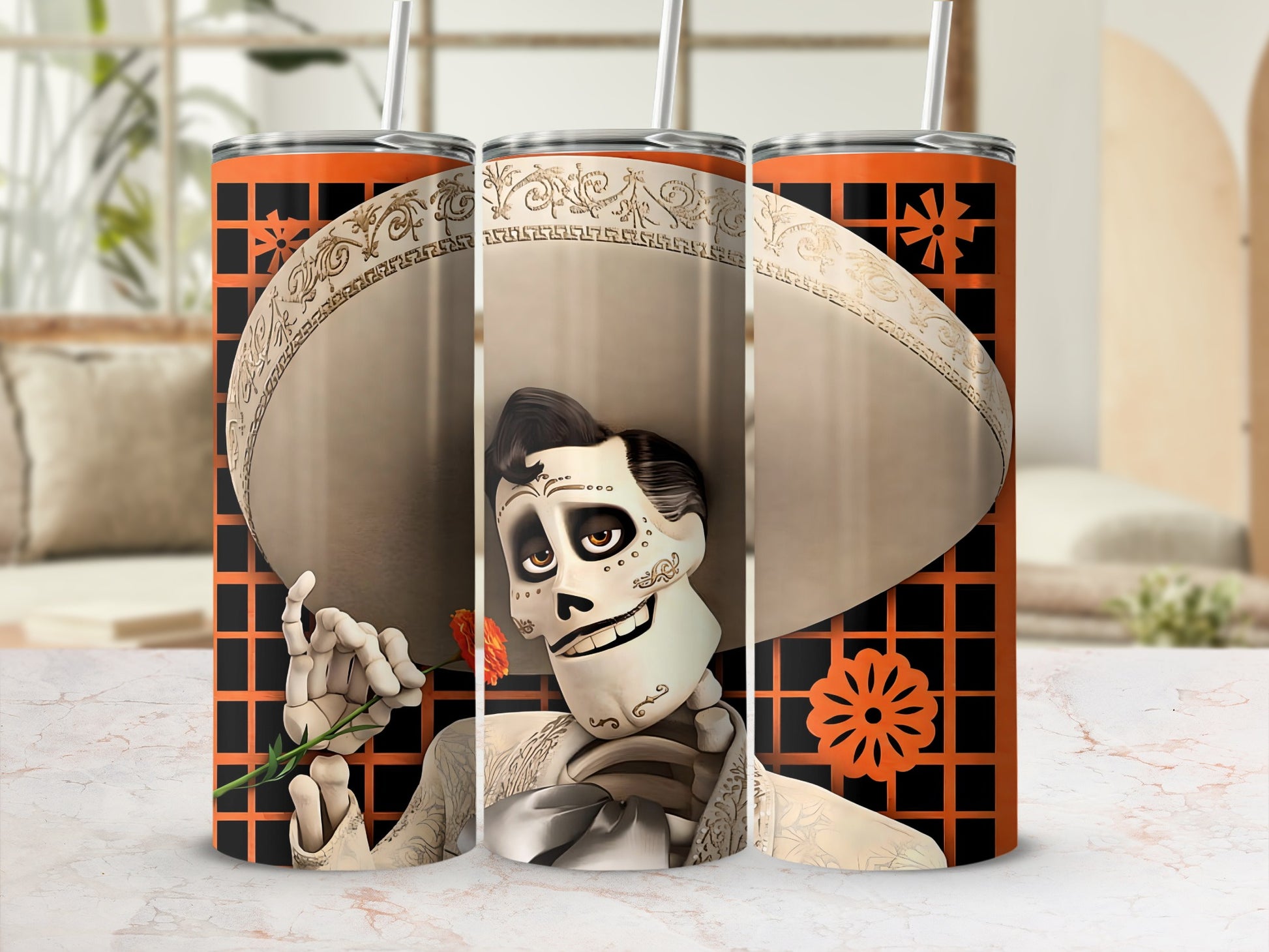 Festive Skeleton with Sombrero Tumbler for Celebrations