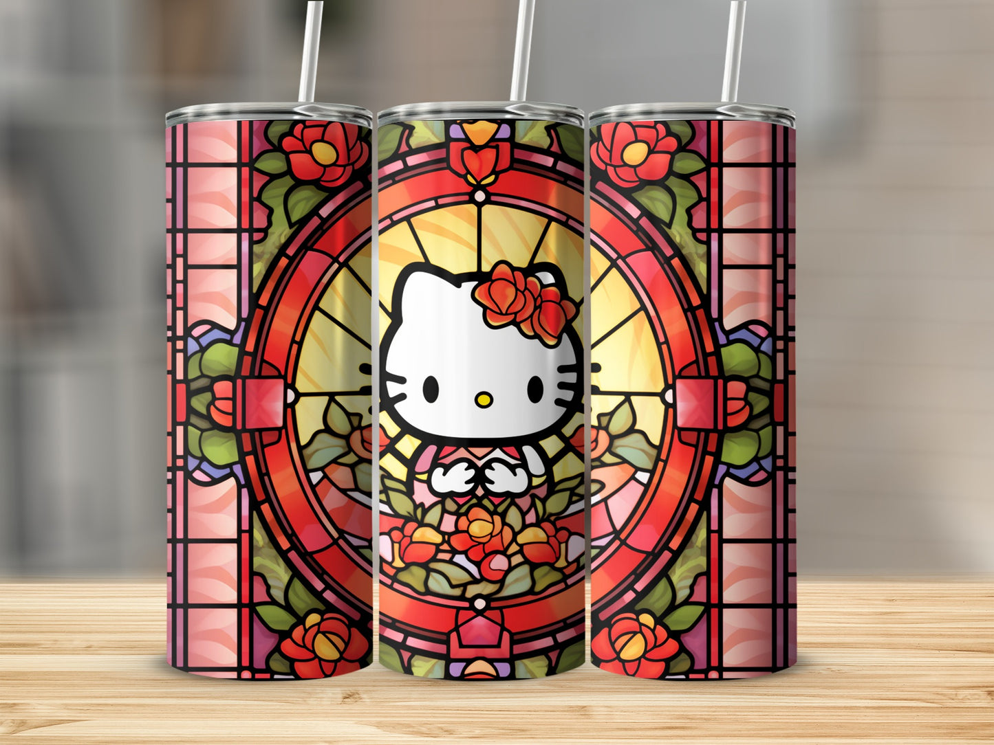Cute Floral Hello Kitty Themed Tumbler Cup Flask