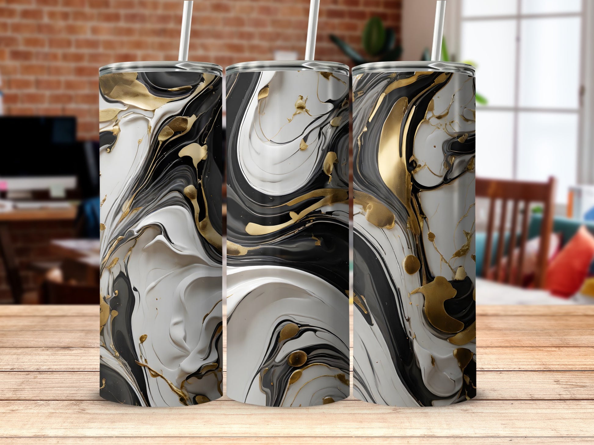 Abstract Swirl Black White Gold Design product type