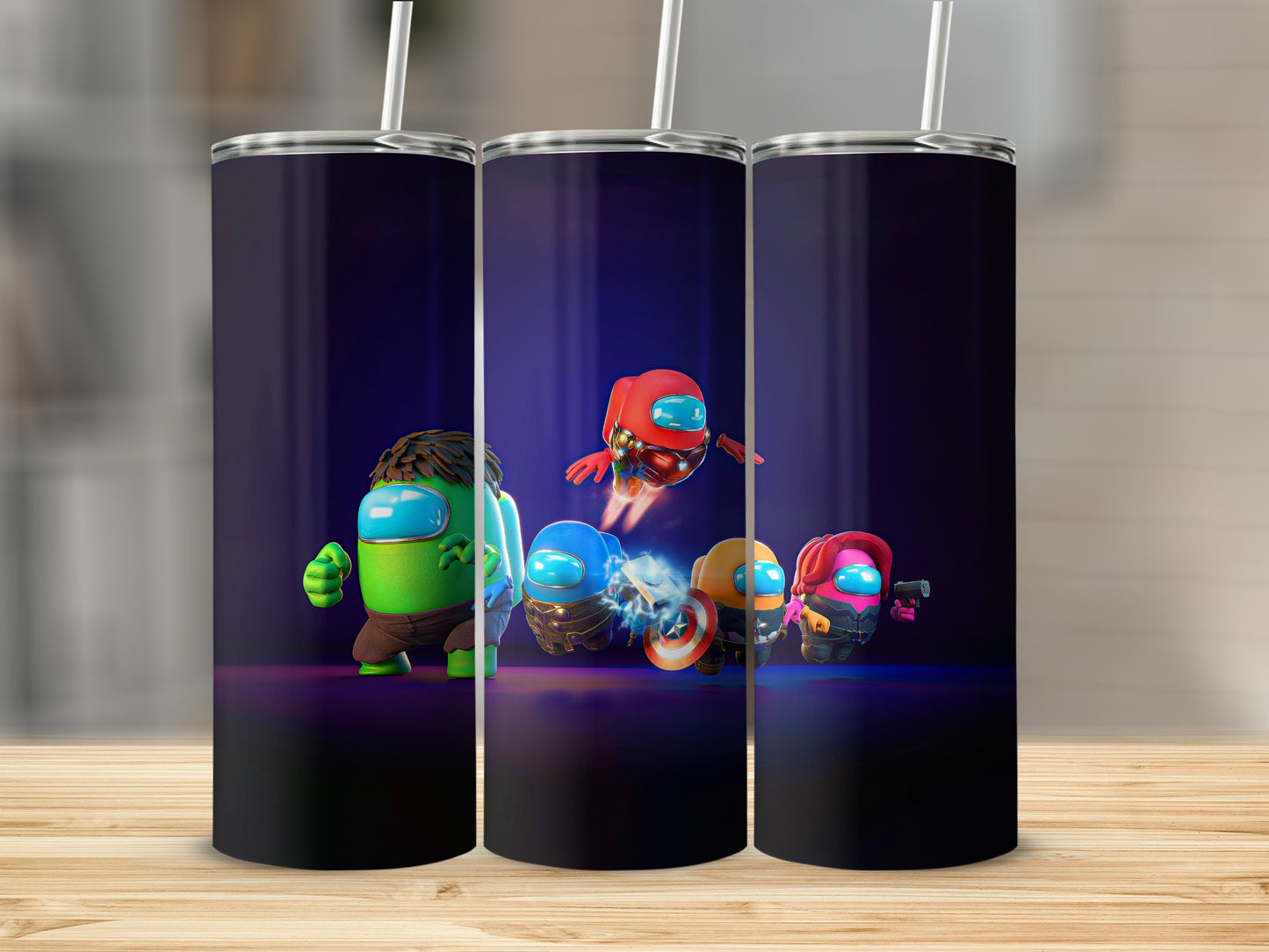 Among Us Characters Tumbler With Lid and Straw