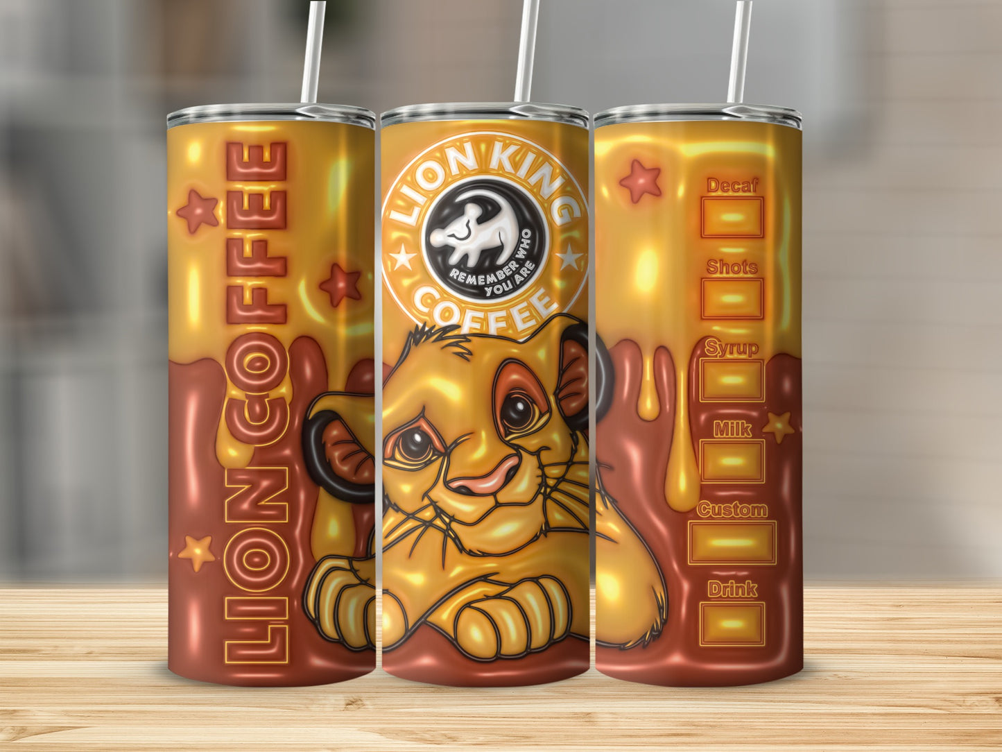 Lion King Coffee Tumbler Customizable Drink Design