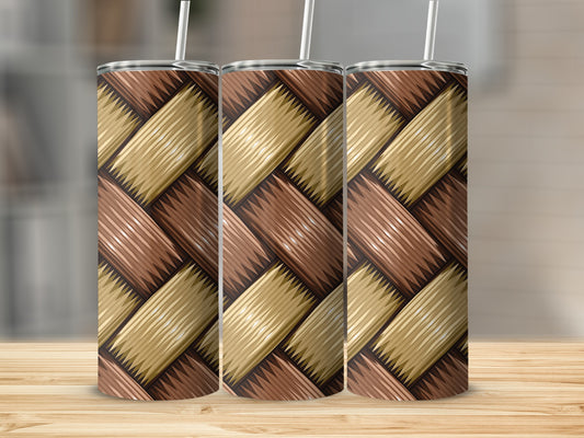 Wicker Pattern Design Brown With Beige Stripes Tumblers