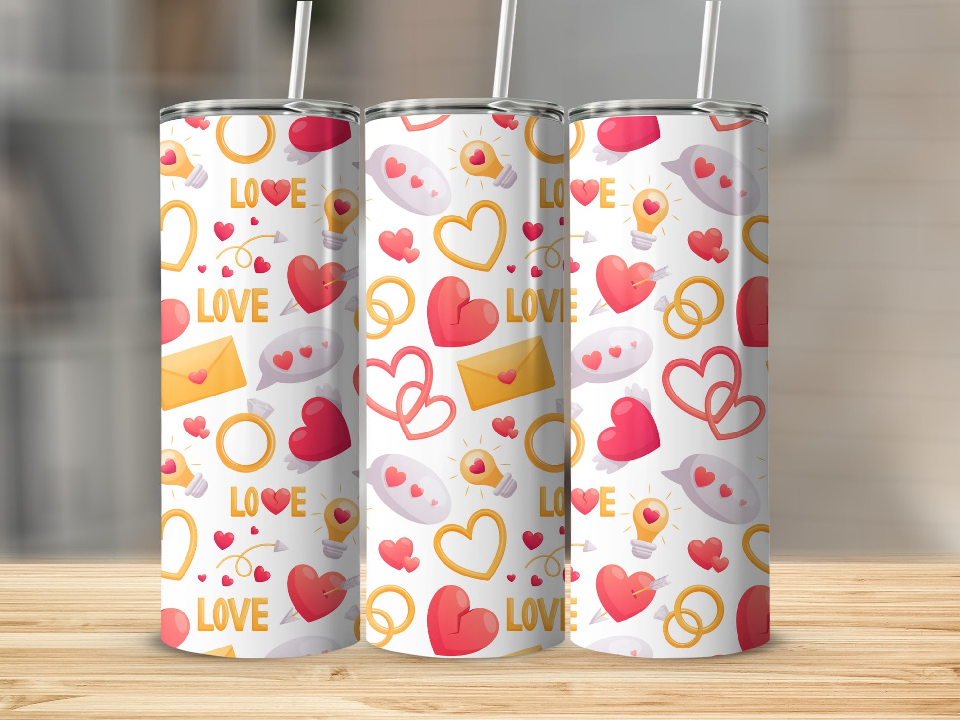 Fun and Bright Love Theme Tumbler For Romance Fans