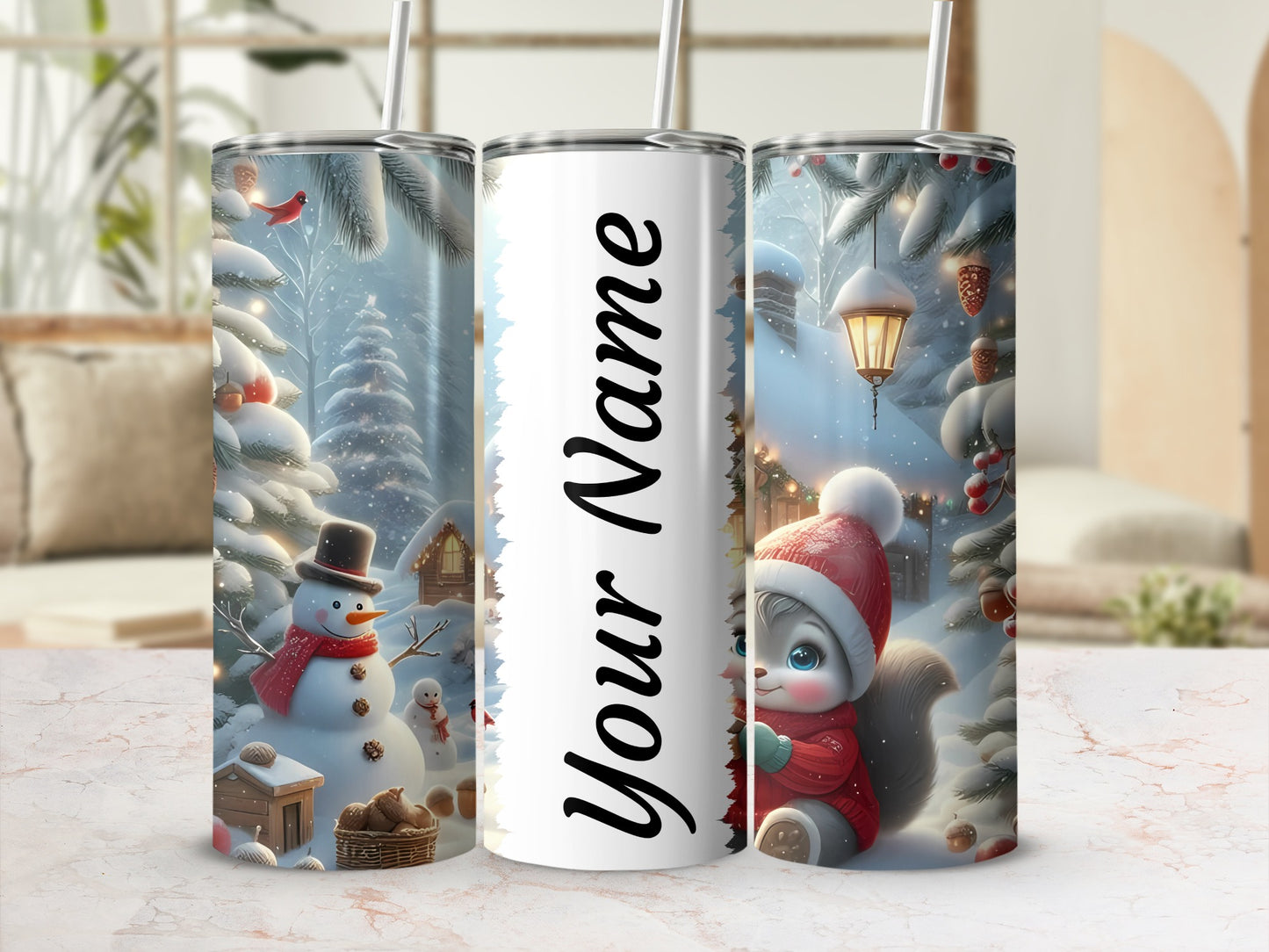 Personalized Winter Wonderland Scene Tumbler