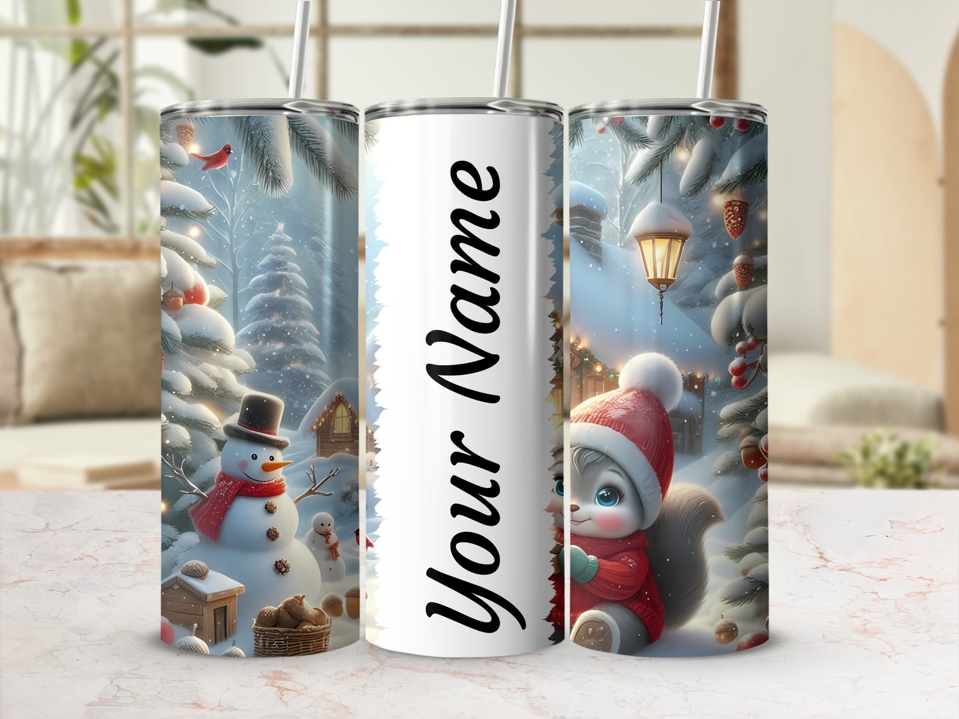 Personalized Winter Wonderland Scene Tumbler