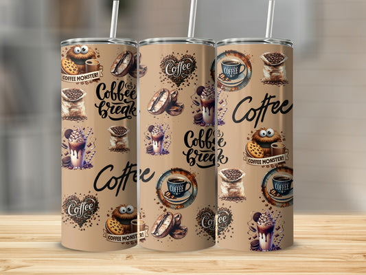 Fun Coffee Break Design Stainless Steel Tumbler