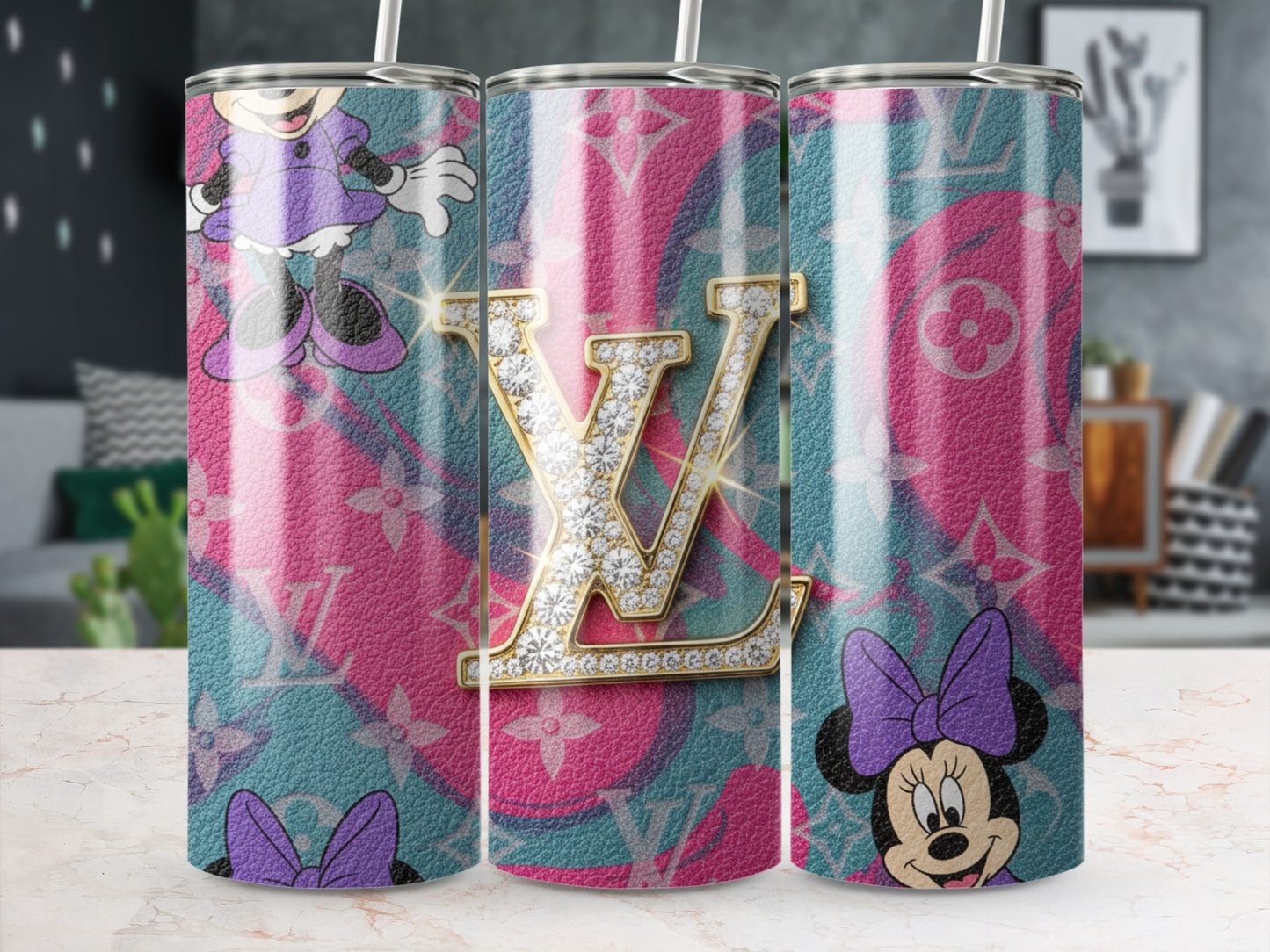 Minnie Mouse Pink and Blue Patterned Tumbler Product