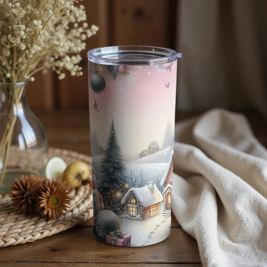 Festive Snowy Christmas Scene Holiday Tumbler