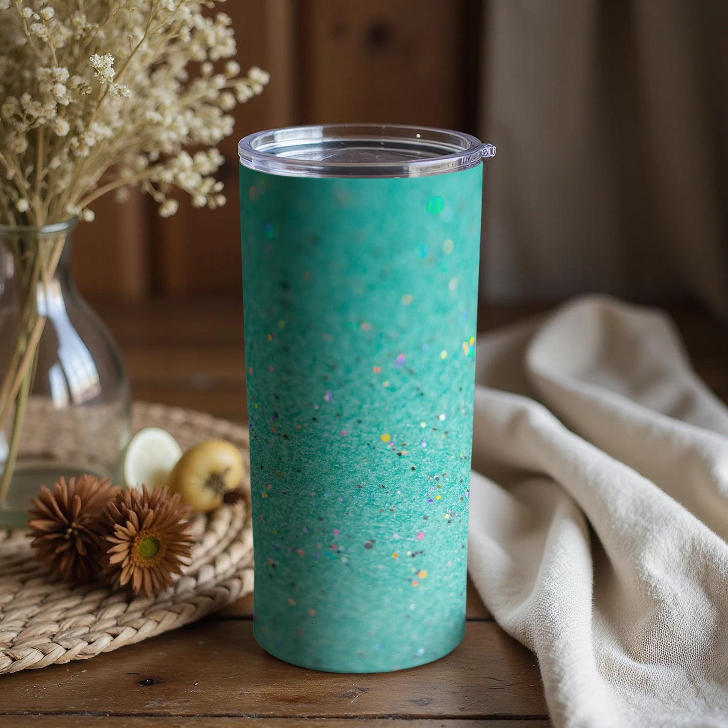 Sparkling Shimmer Turquoise Insulated Tumbler