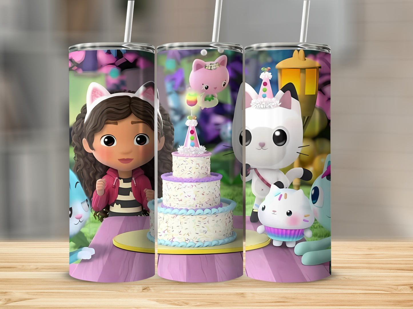 Cartoon Celebration Theme Tumbler With Straw Gift Idea