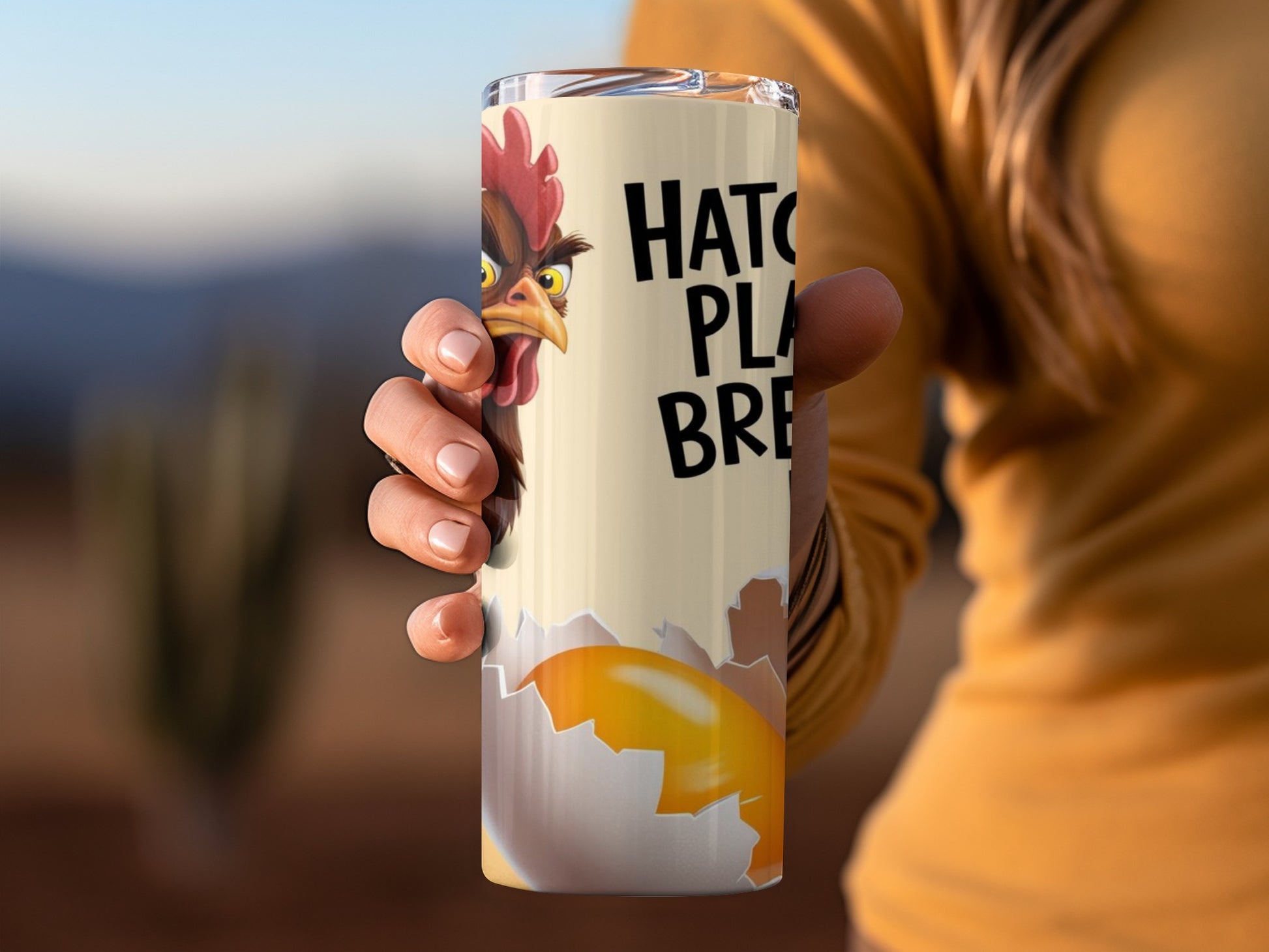 Hatch Plan Break Coffee Tumbler with Chicken Design