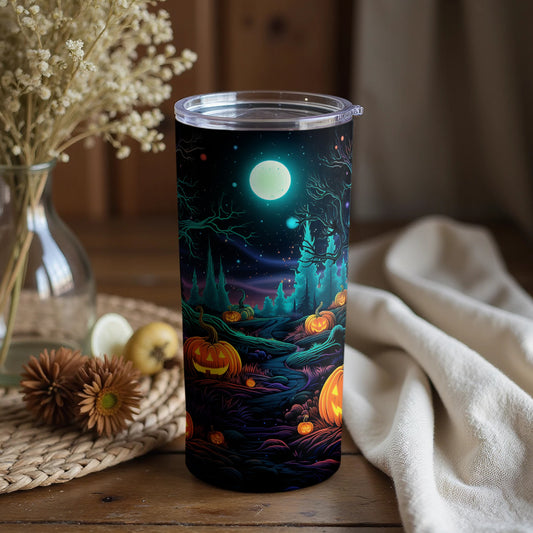 Spooky Halloween Pumpkin Forest Night Tumbler