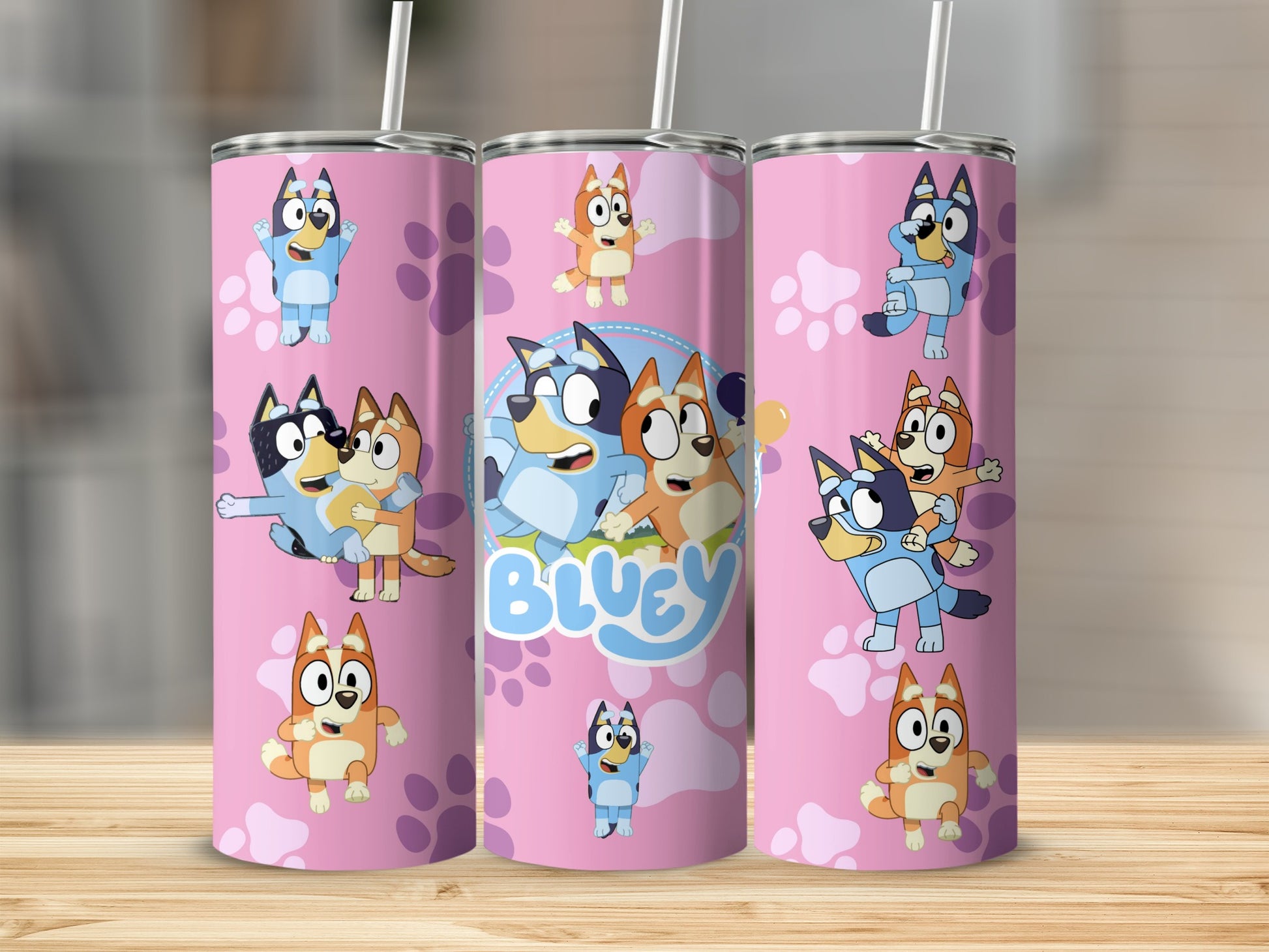 Bluey Cartoon Characters Pattern Insulated Tumbler Cup