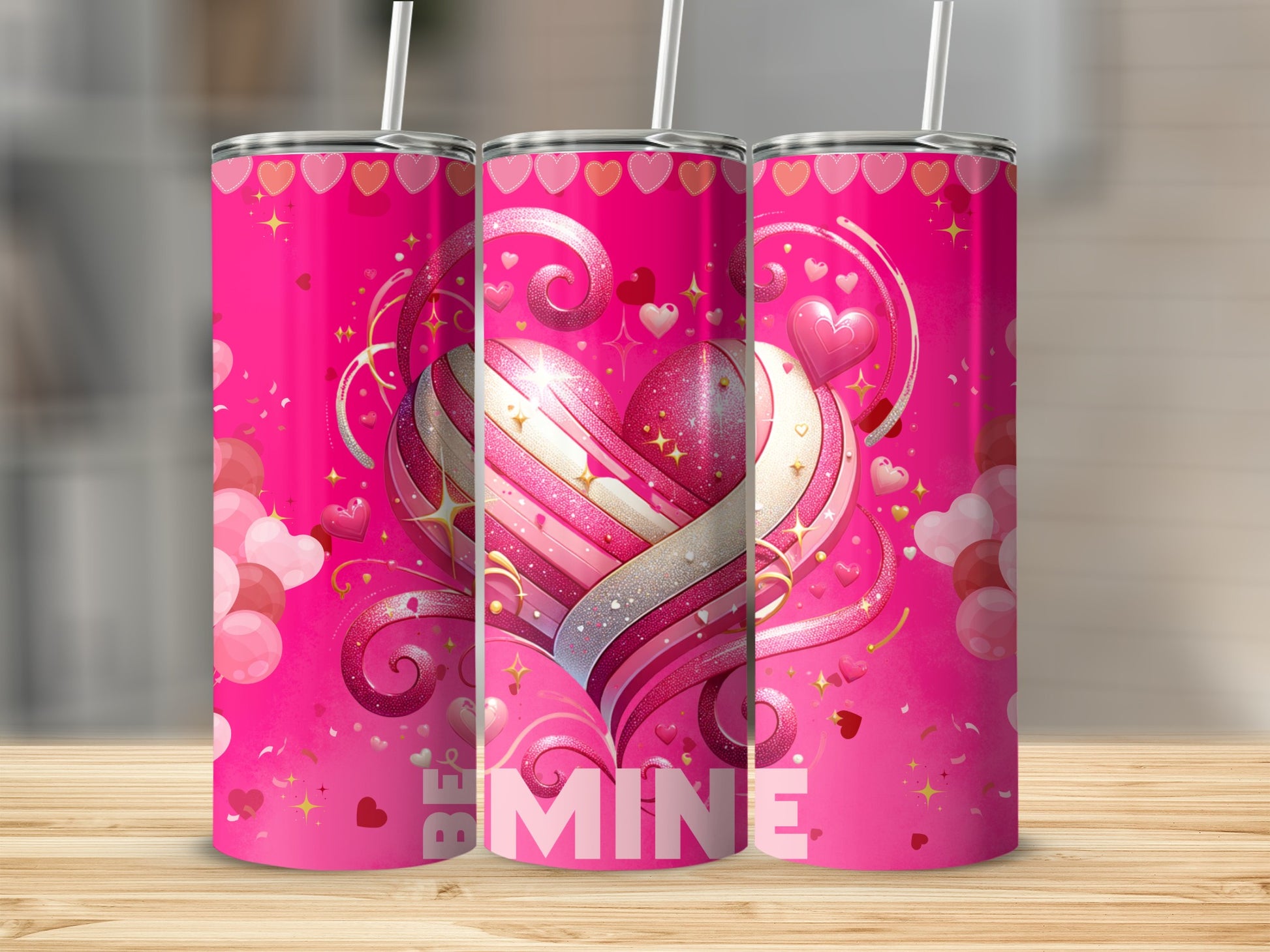 Be Mine Heart Detail Pink Tumbler Cup Product