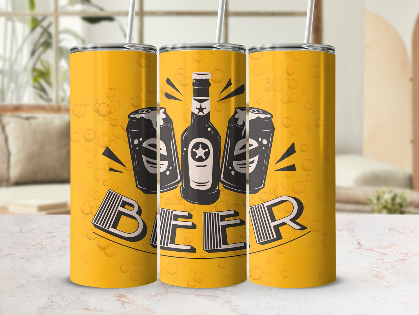 Retro Beer Can Illustration Tumbler