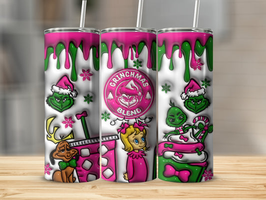 Grinchmas Design with Pink and Green Accents Tumbler