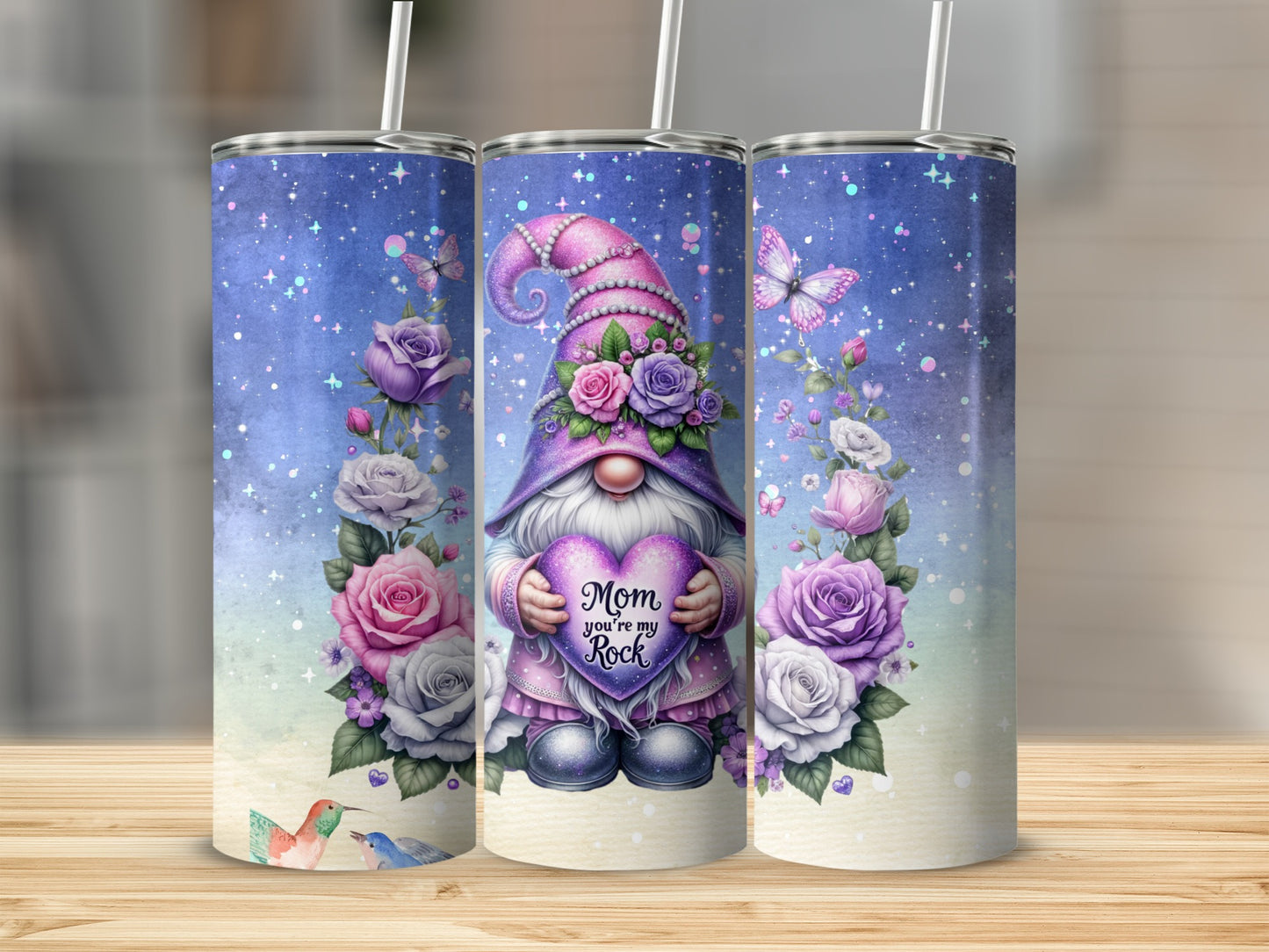 Cute Gnome and Floral Mom You're My Rock Tumbler