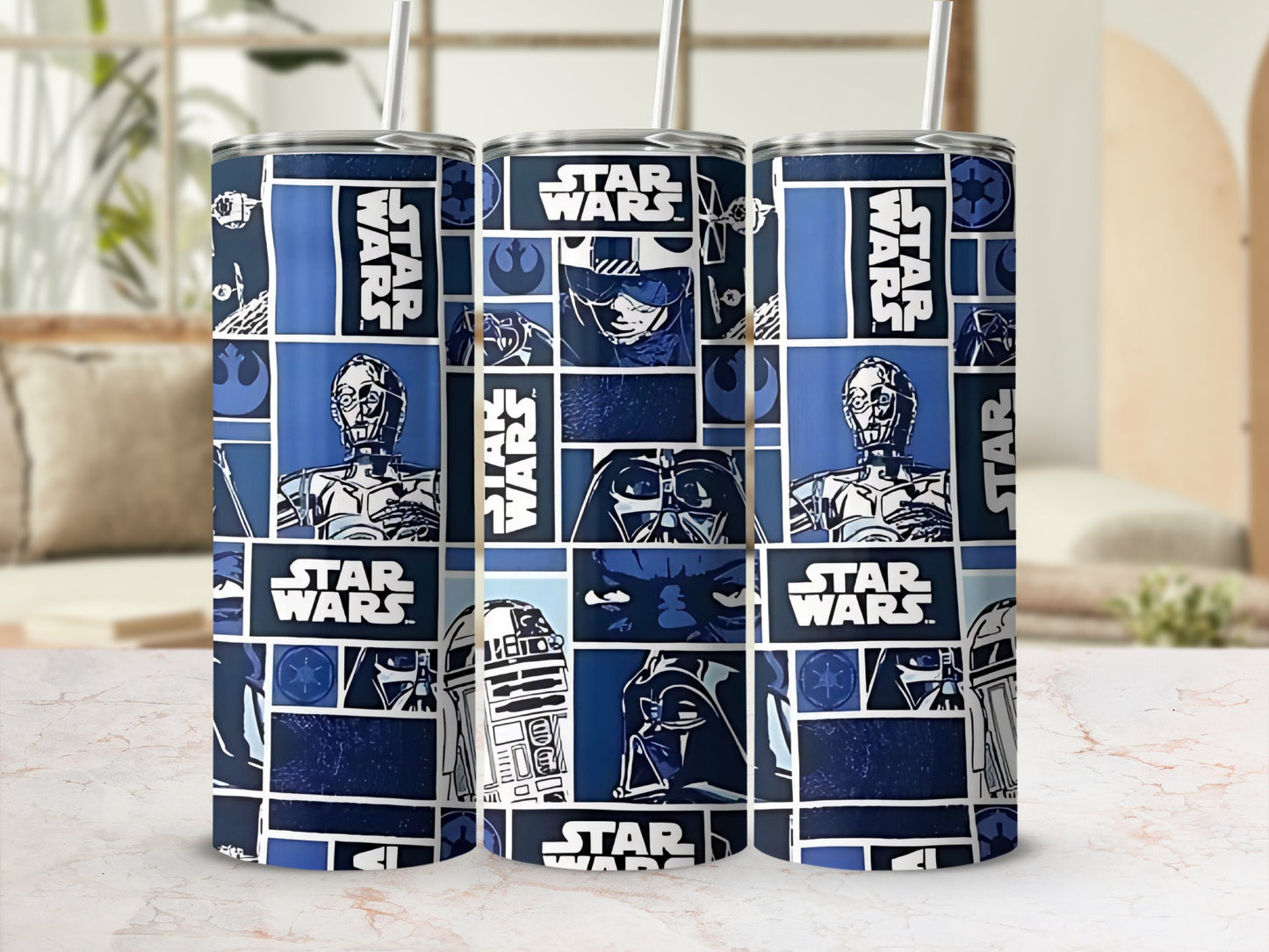Star Wars C3PO R2D2 Darth Vader Blue Blocks Tumbler product type