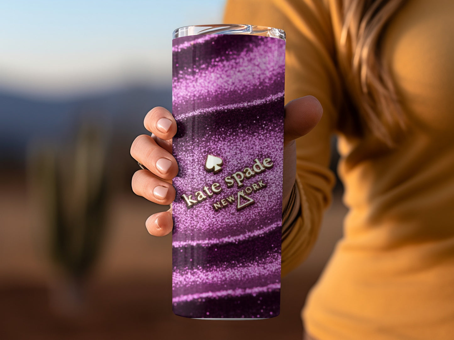 Kate Spade Inspired  New York Sparkling Purple Design Tumblers