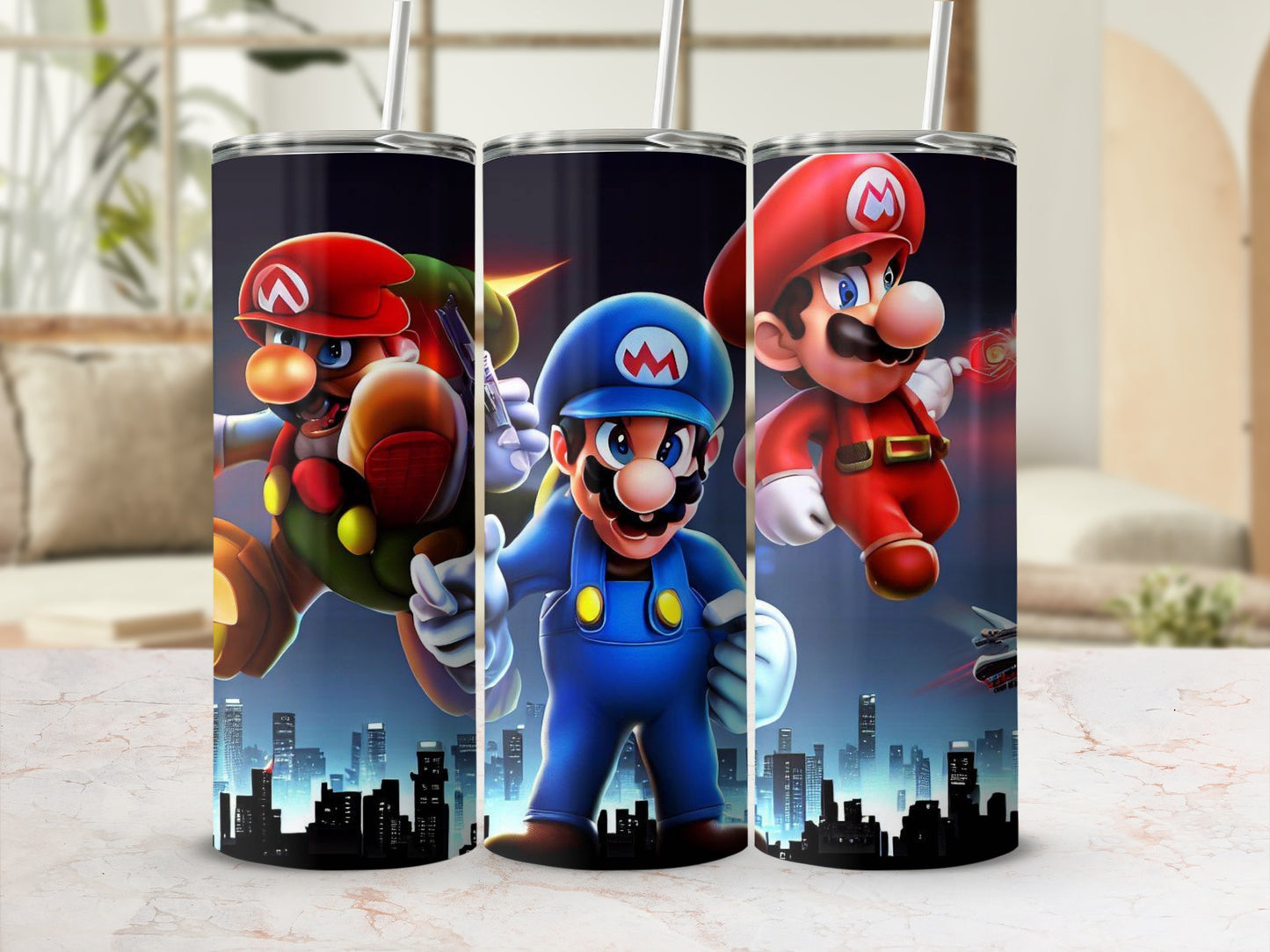 Colorful Super Mario Tumbler Featuring Iconic Characters
