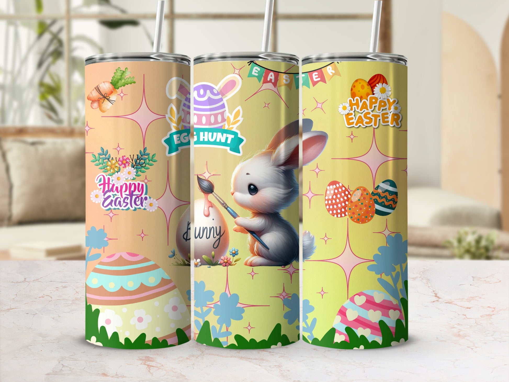 Cute Bunny Easter Eggs design Happy Easter tumbler
