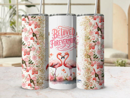 Beloved Forevermore Flamingo and Floral Tumblers