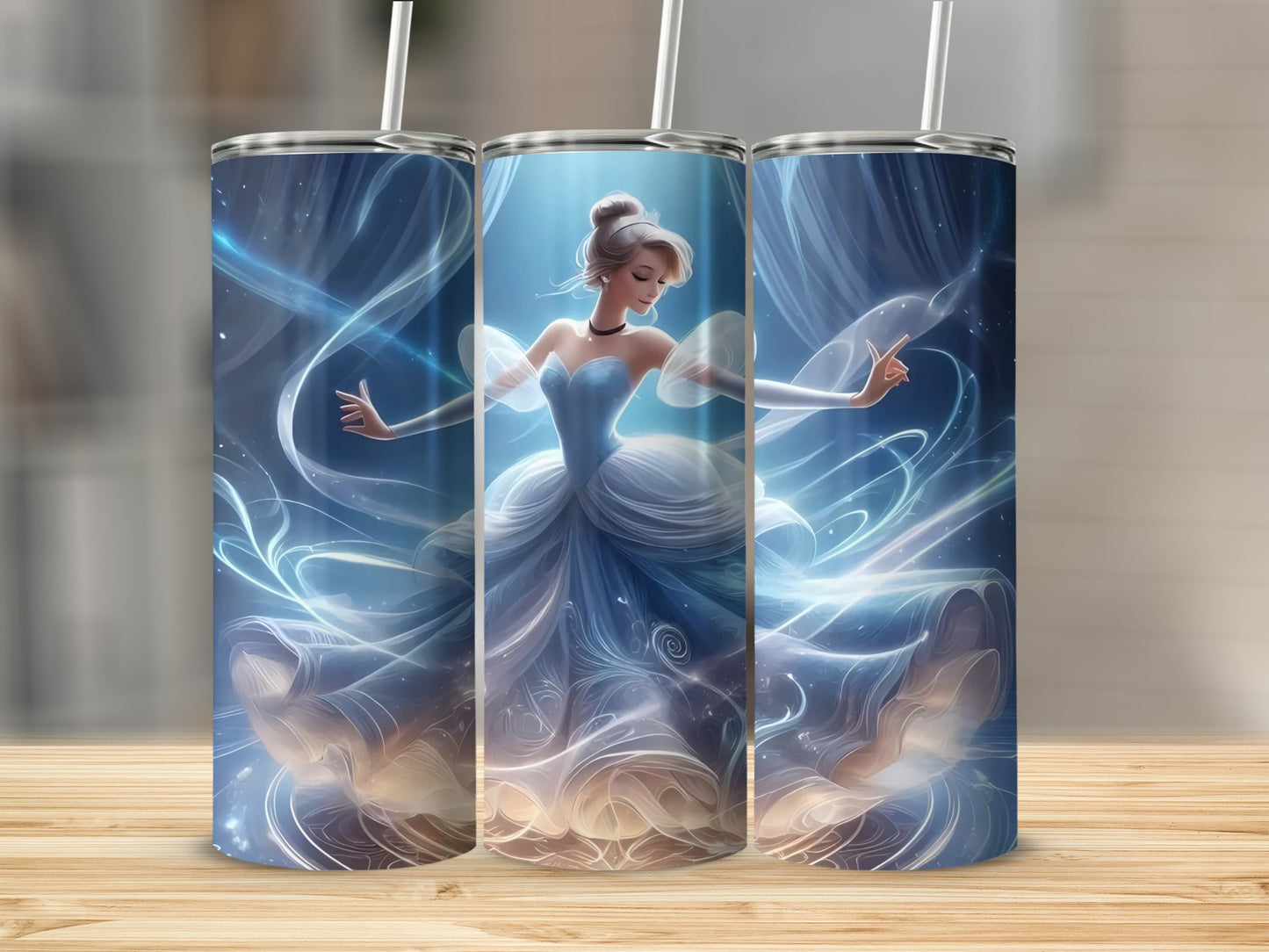 Enchanted Fairy Tale Princess Blue Tumbler Cup