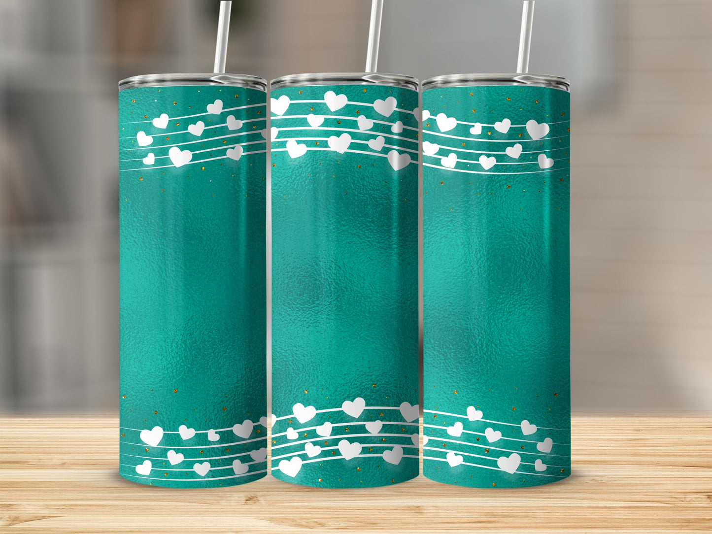 Teal Tumbler with Heart Accents Perfect for Gifts