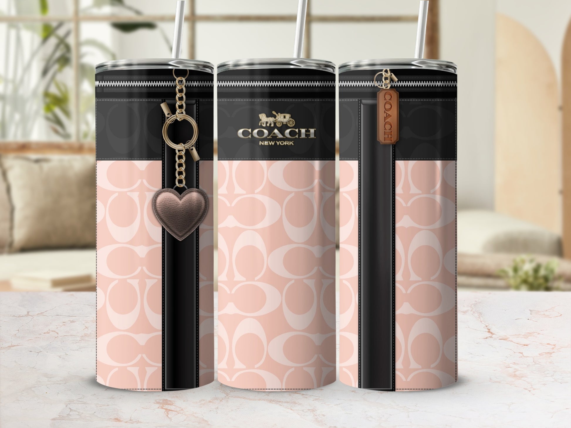 Stylish Coach New York Branded Tall Skinny Tumbler