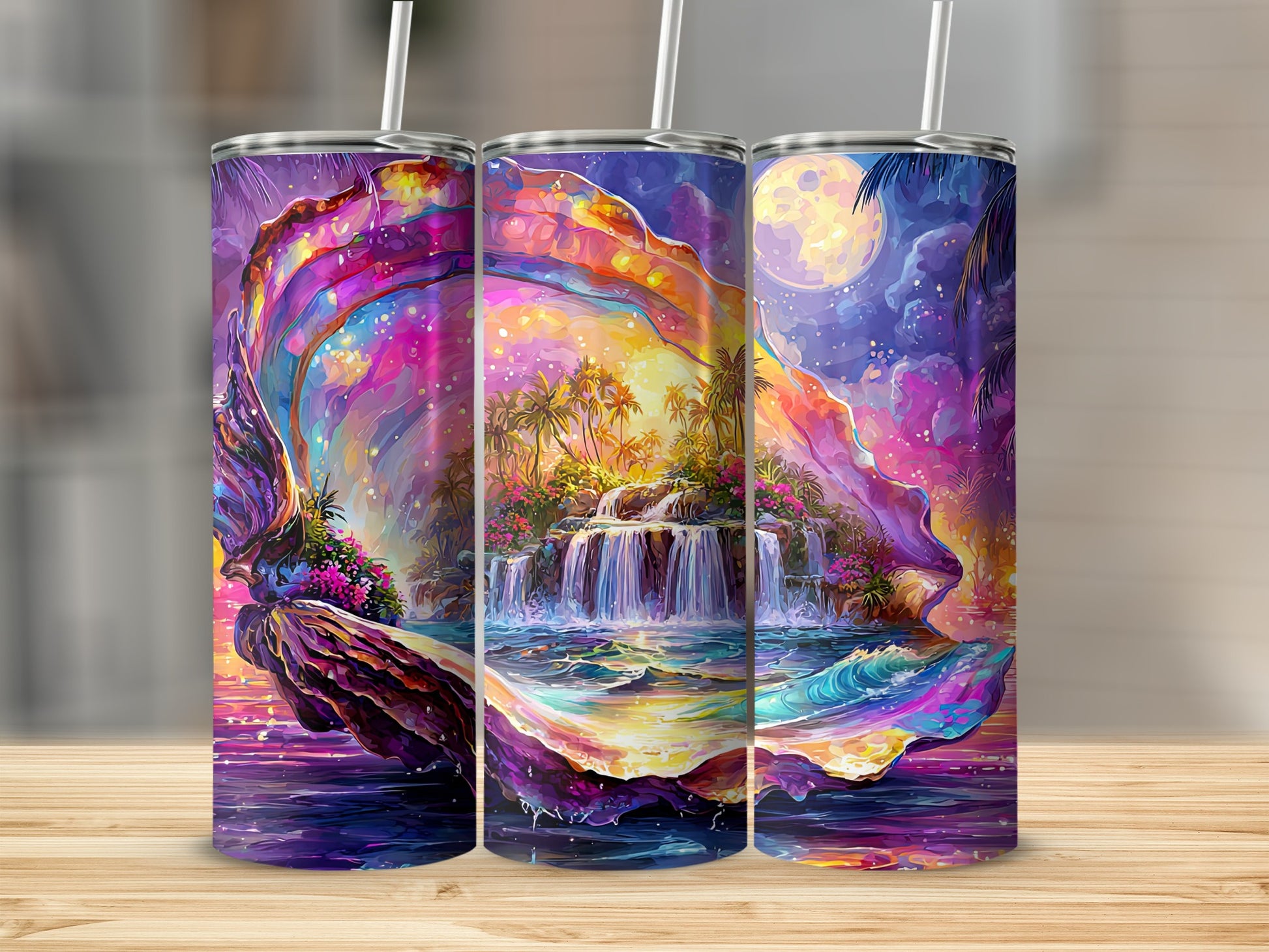 Vibrant Nature Inspired Tumbler with Unique Artistic Design