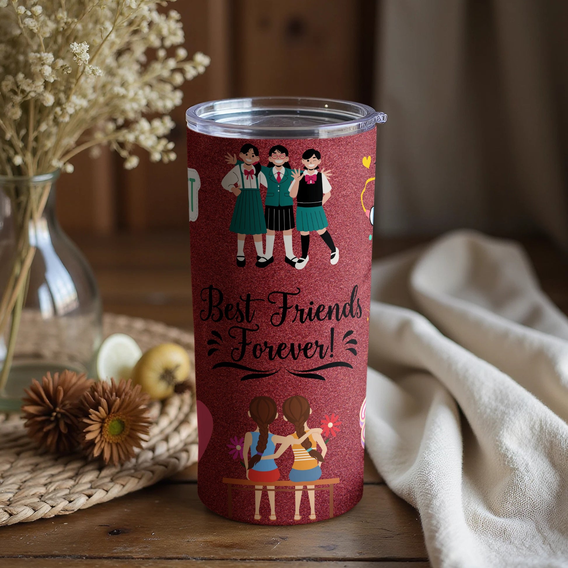 Best Friends Forever Cute Illustrated Tumbler