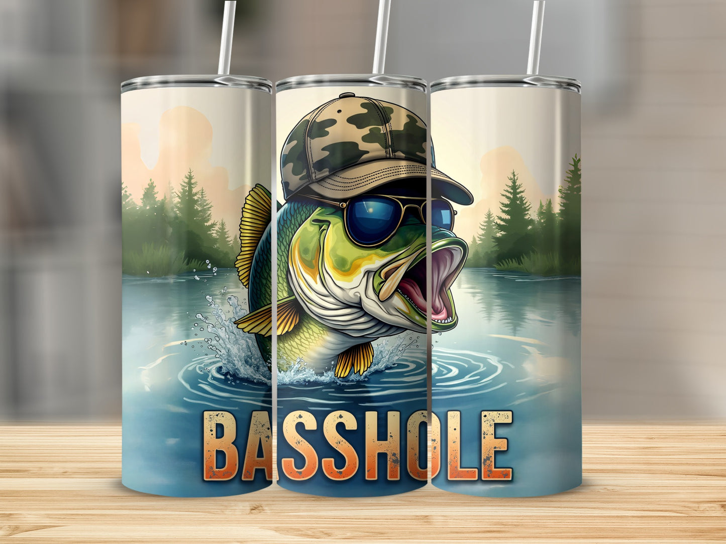 Basshole Bass Fish Camo Hat Sunglasses Lake product type