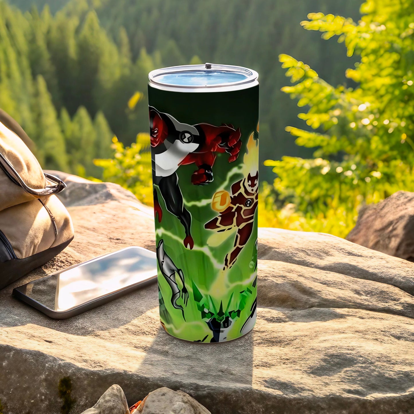 Cartoon Character Design Tumbler on Rock Surface