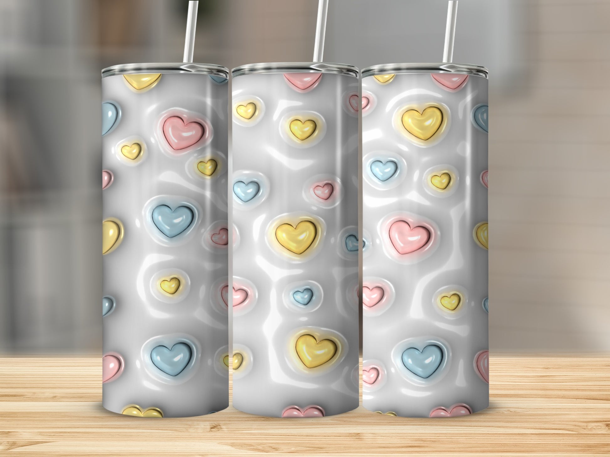 Vibrant Heart Pattern Tall Drink Tumbler Product