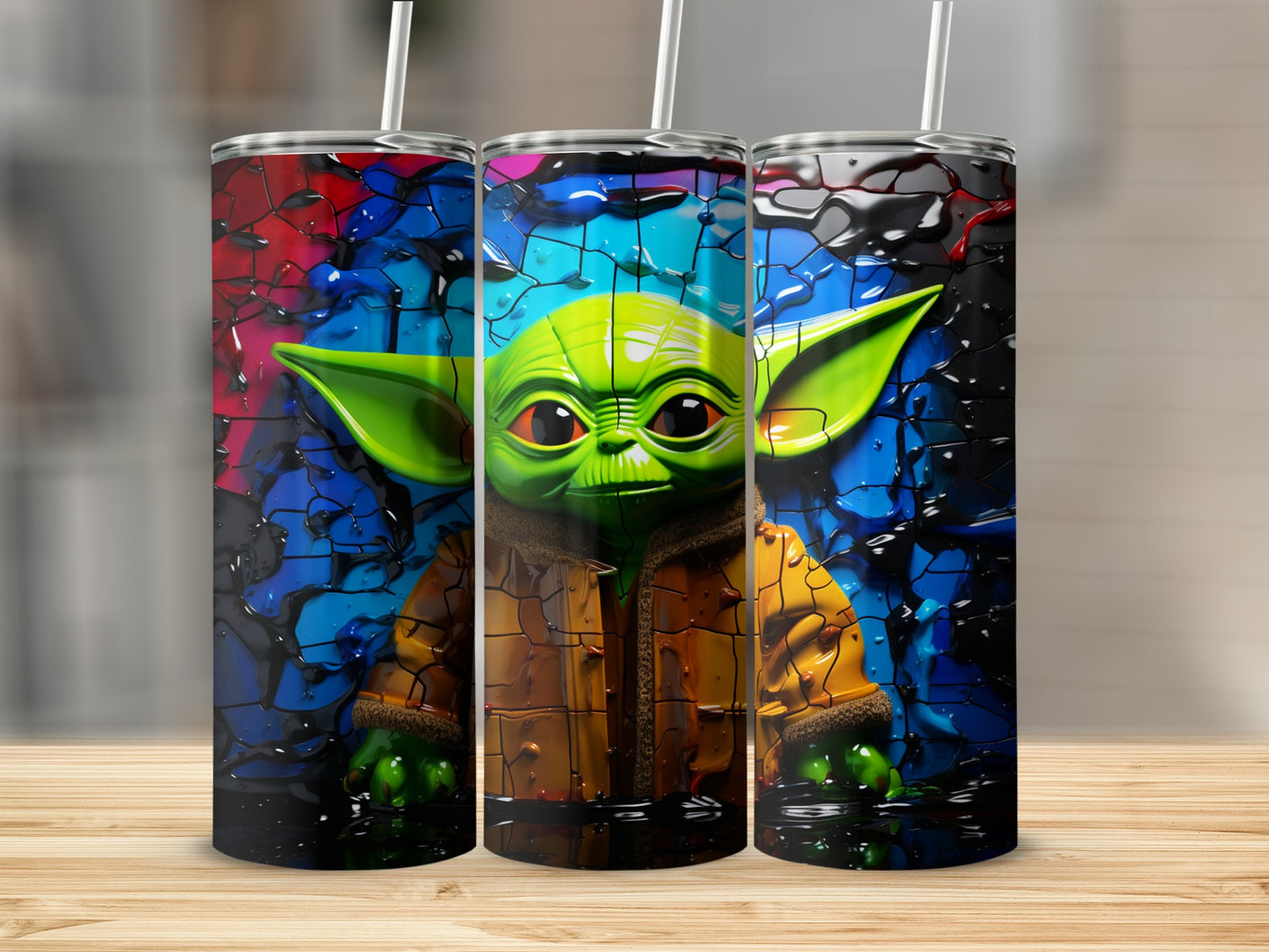 Adorable Green Alien Art Design Tumbler for Fans