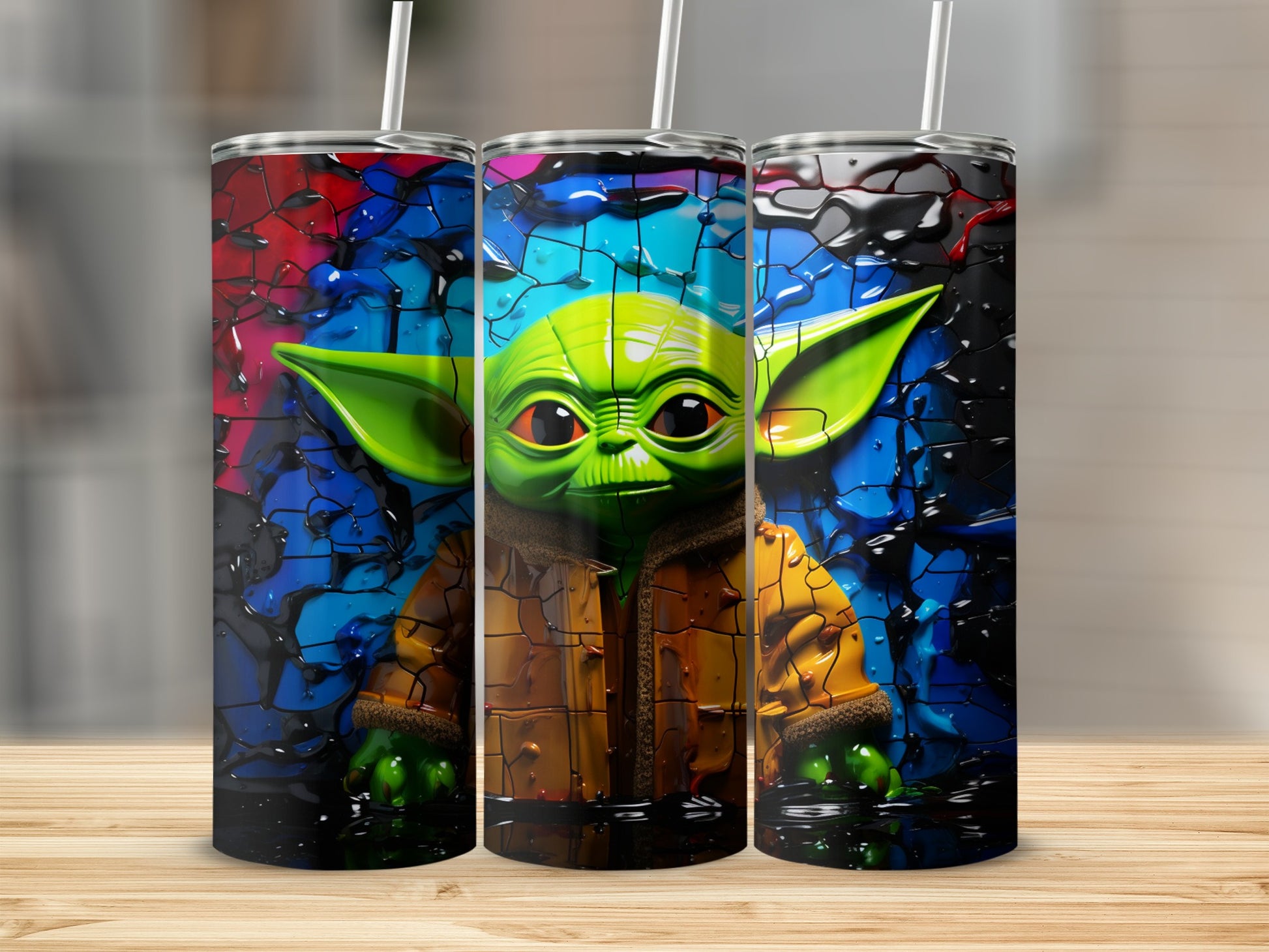 Adorable Green Alien Art Design Tumbler for Fans