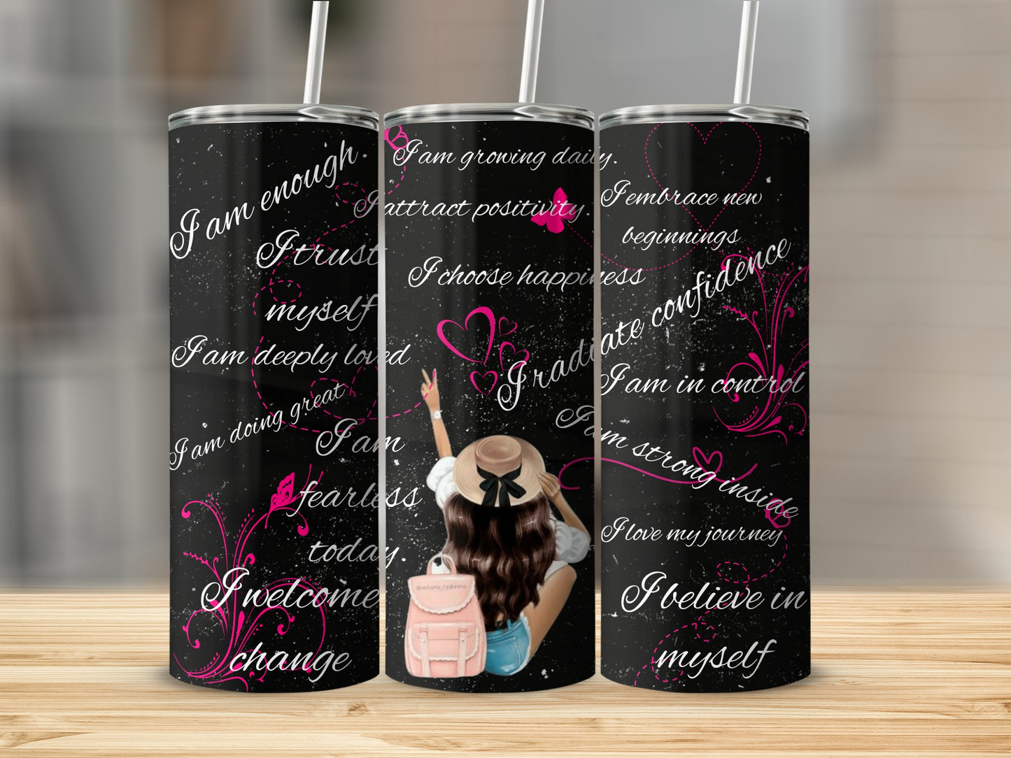 Motivational Quotes Black Stainless Steel Tumbler