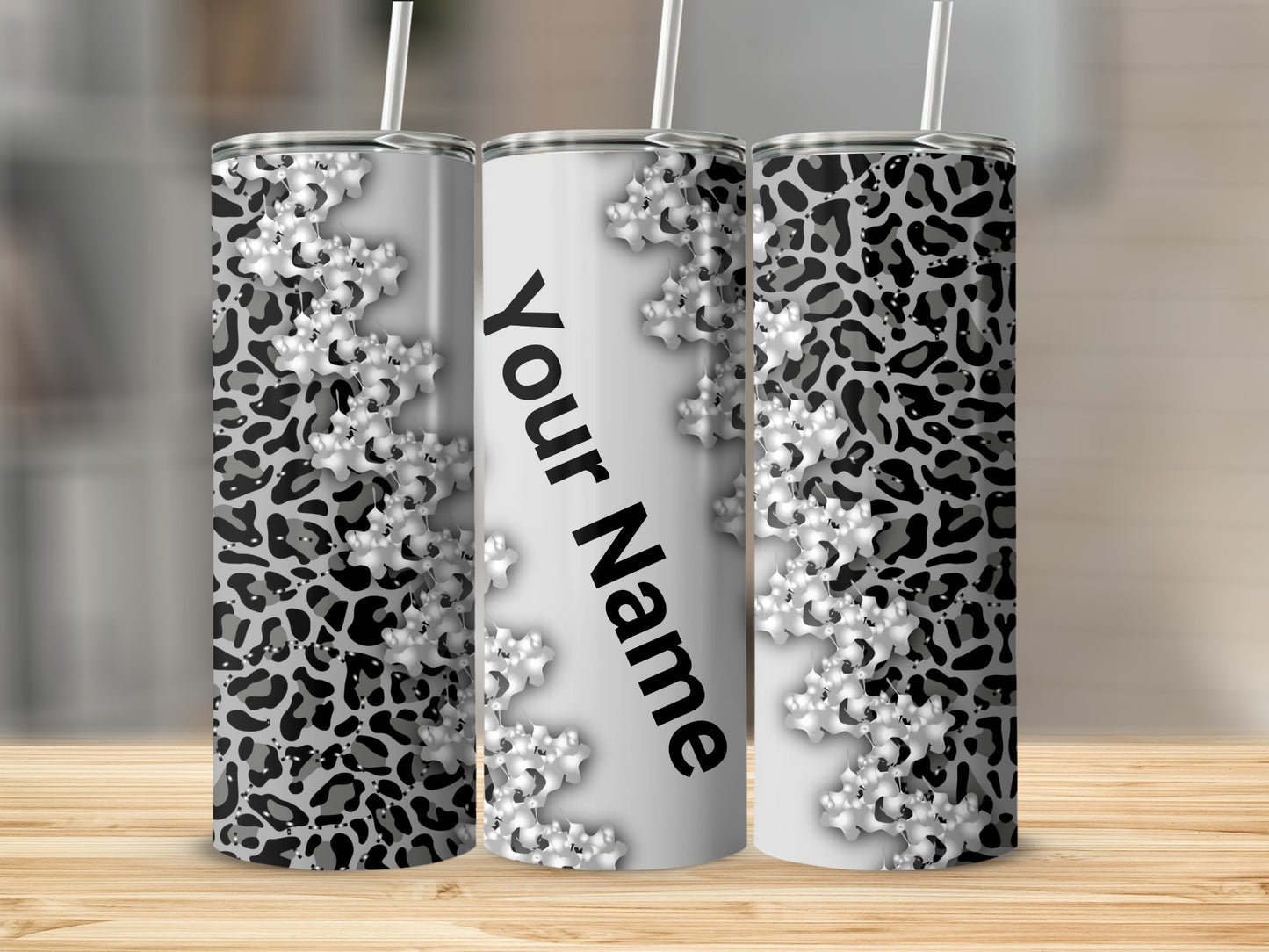 Custom Leopard Print Tumbler with Name Personalization
